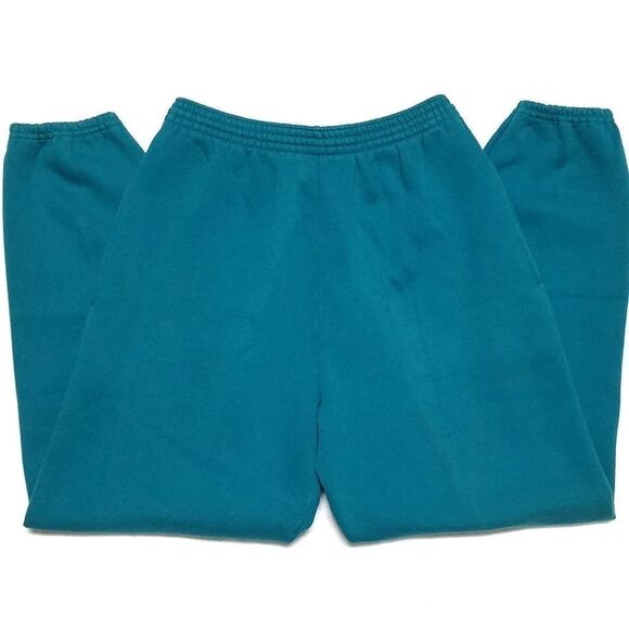 VINTAGE 90s Tultex High Rise Turquoise Joggers - Picture 2 of 10